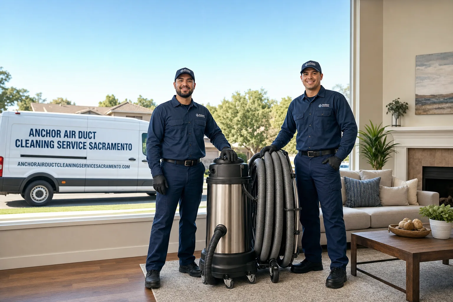 Anchor Air Duct Cleaning Service Sacramento service vehicle and crew in Sacramento, CA